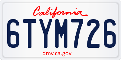CA license plate 6TYM726