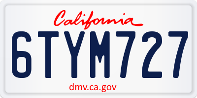 CA license plate 6TYM727