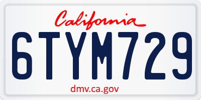 CA license plate 6TYM729