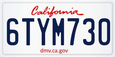 CA license plate 6TYM730