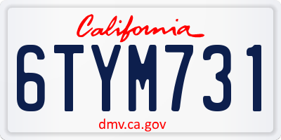 CA license plate 6TYM731
