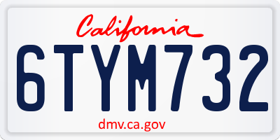 CA license plate 6TYM732