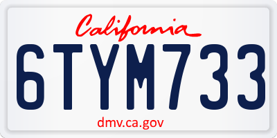 CA license plate 6TYM733
