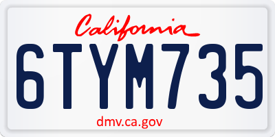 CA license plate 6TYM735