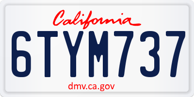 CA license plate 6TYM737