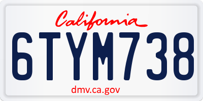 CA license plate 6TYM738