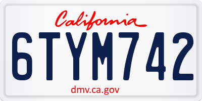CA license plate 6TYM742