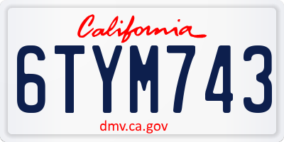 CA license plate 6TYM743