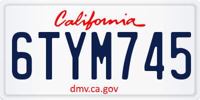 CA license plate 6TYM745