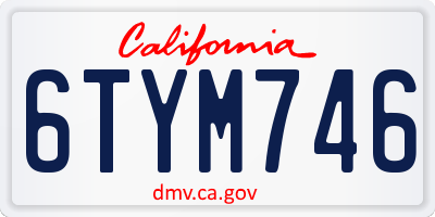 CA license plate 6TYM746