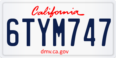 CA license plate 6TYM747