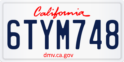 CA license plate 6TYM748