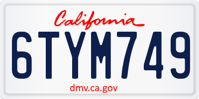 CA license plate 6TYM749