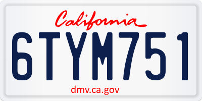CA license plate 6TYM751
