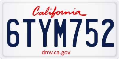 CA license plate 6TYM752