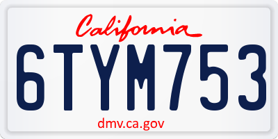 CA license plate 6TYM753
