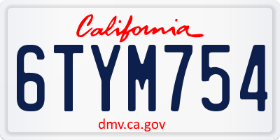CA license plate 6TYM754