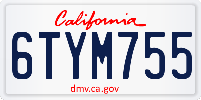 CA license plate 6TYM755
