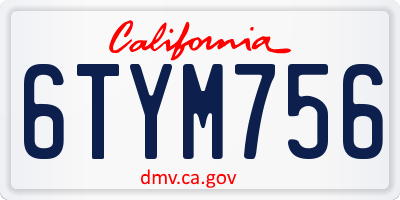 CA license plate 6TYM756