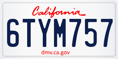 CA license plate 6TYM757