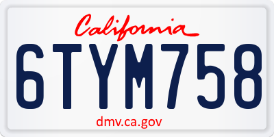 CA license plate 6TYM758
