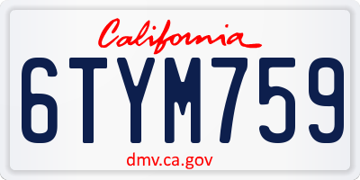 CA license plate 6TYM759