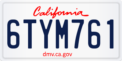 CA license plate 6TYM761