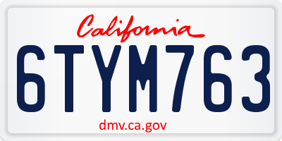 CA license plate 6TYM763