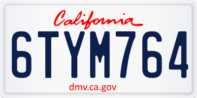 CA license plate 6TYM764