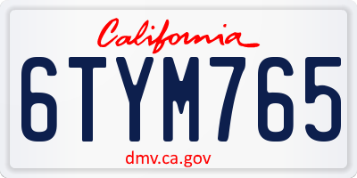 CA license plate 6TYM765