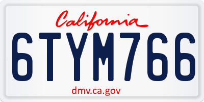 CA license plate 6TYM766