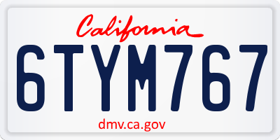 CA license plate 6TYM767