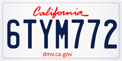 CA license plate 6TYM772