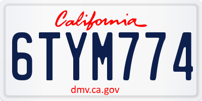 CA license plate 6TYM774