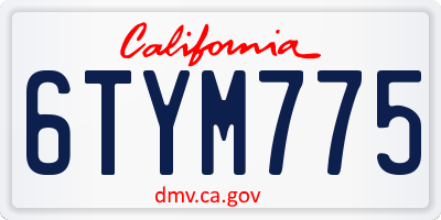 CA license plate 6TYM775
