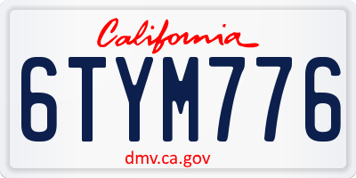 CA license plate 6TYM776