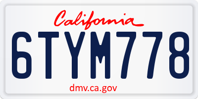 CA license plate 6TYM778