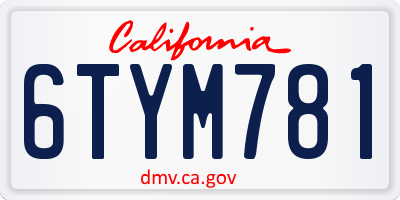 CA license plate 6TYM781