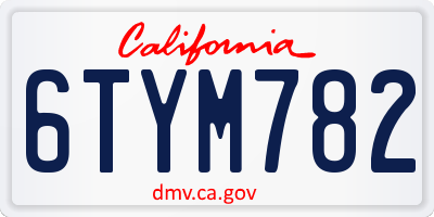 CA license plate 6TYM782