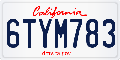 CA license plate 6TYM783