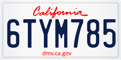 CA license plate 6TYM785