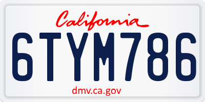 CA license plate 6TYM786
