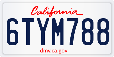 CA license plate 6TYM788