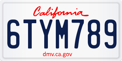 CA license plate 6TYM789