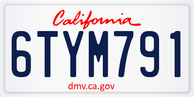 CA license plate 6TYM791