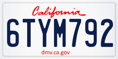 CA license plate 6TYM792