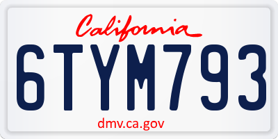 CA license plate 6TYM793