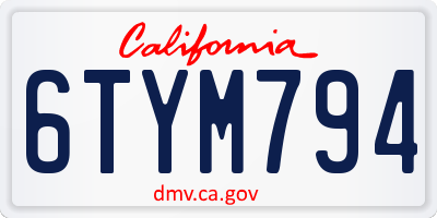 CA license plate 6TYM794