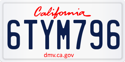 CA license plate 6TYM796