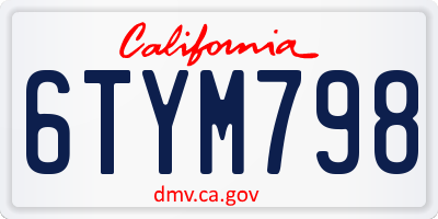 CA license plate 6TYM798